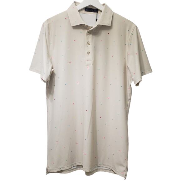 NWT G/FORE S/S Polo Golf Shirt All Over Star Print Men's Medium *Minor Flaws* - Picture 1 of 13